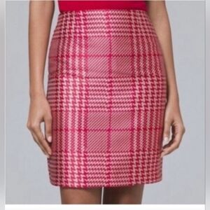 WHBM Pink Houndstooth Pencil Skirt-8